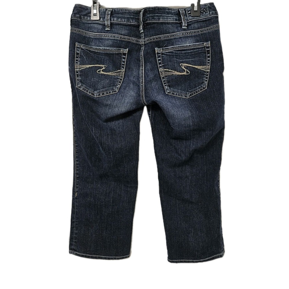 Silver Jeans Aiko Capri Womens‎ 30 Blue Dark Wash Mid Rise Cropped Denim Boho